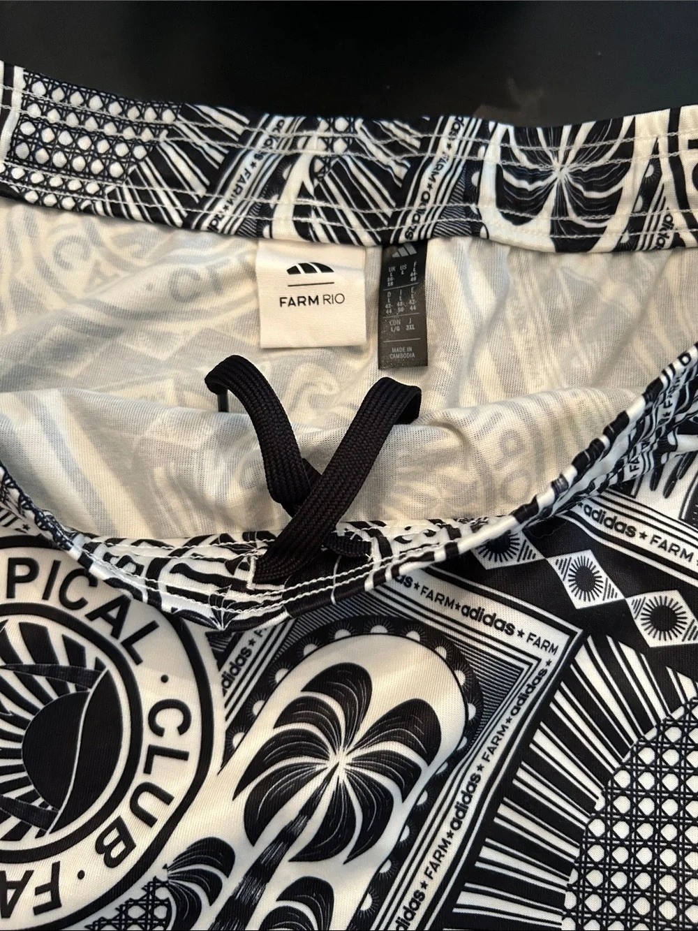 FARM Rio x Adidas Black & White Graphic Athletic Skirt